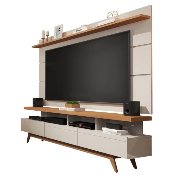 Rack e Painel Germai Vivare Wood Off White / Nature TV 72''