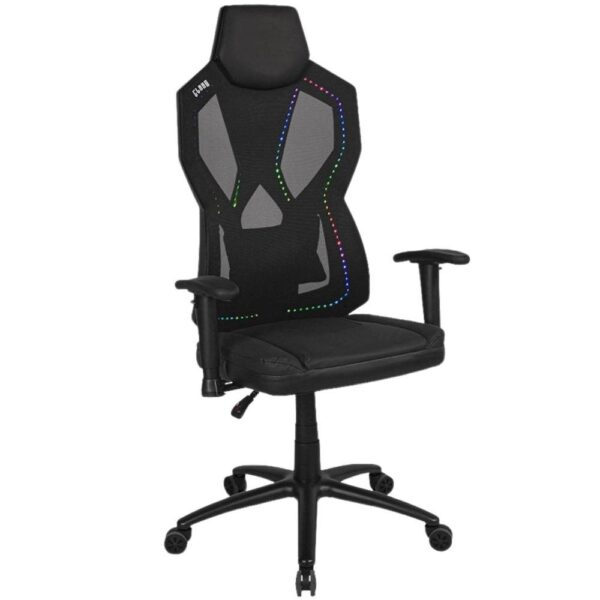Cadeira Gamer e Escritório Skaly Confortável Ergonômica Com Apoio de Braço Ajustável Com Iluminação de Led Rgb 3 Modos Tela Mesh e pu