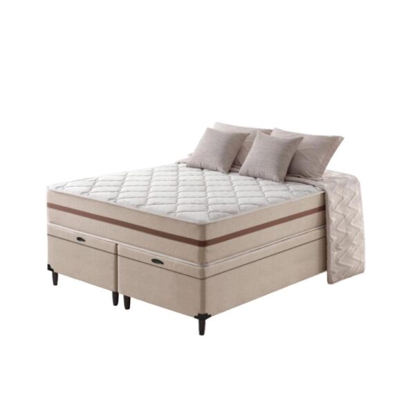 Cama Box Baú + Colchão Super King Classic Molas Pocket 193x203x64cm