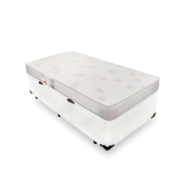 Cama Box Com Baú Solteiro + Colchão De Espuma D23 - Ortobom - Light Liso 88x188x54cm Branco