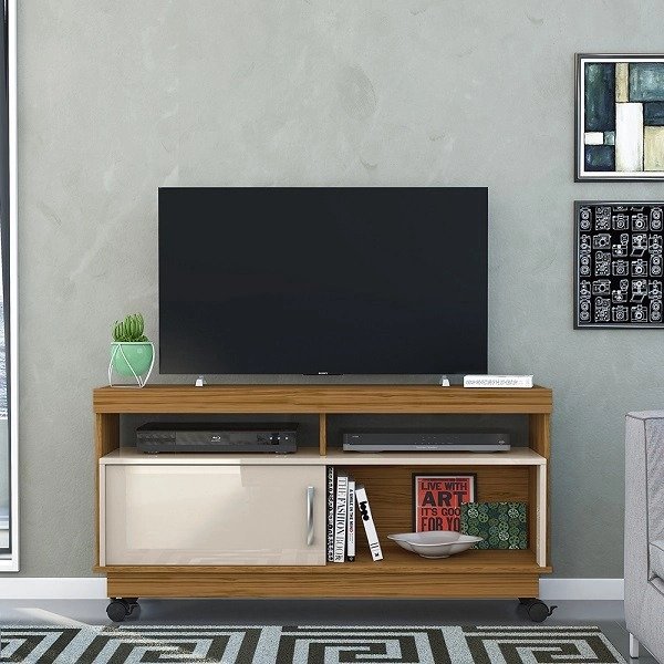 Estante Artur para TV de até 50 polegadas - naturale  off white - Madetec